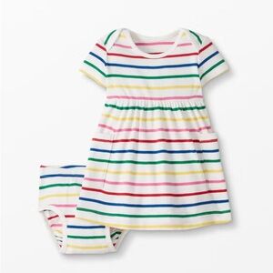 Hanna Andersson Baby Girls Rainbow Striped Dress With Bloomers Size 0-3 Months